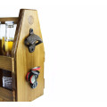 Craft Caddy Wooden Six Pack Bottle Caddy Tote Holder Beer Carrier with Attached Bottle Opener